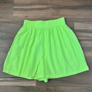 Vintage 80s 90s HANA Neon Green Comfy Beach/Running/Athletic Shorts Size Large